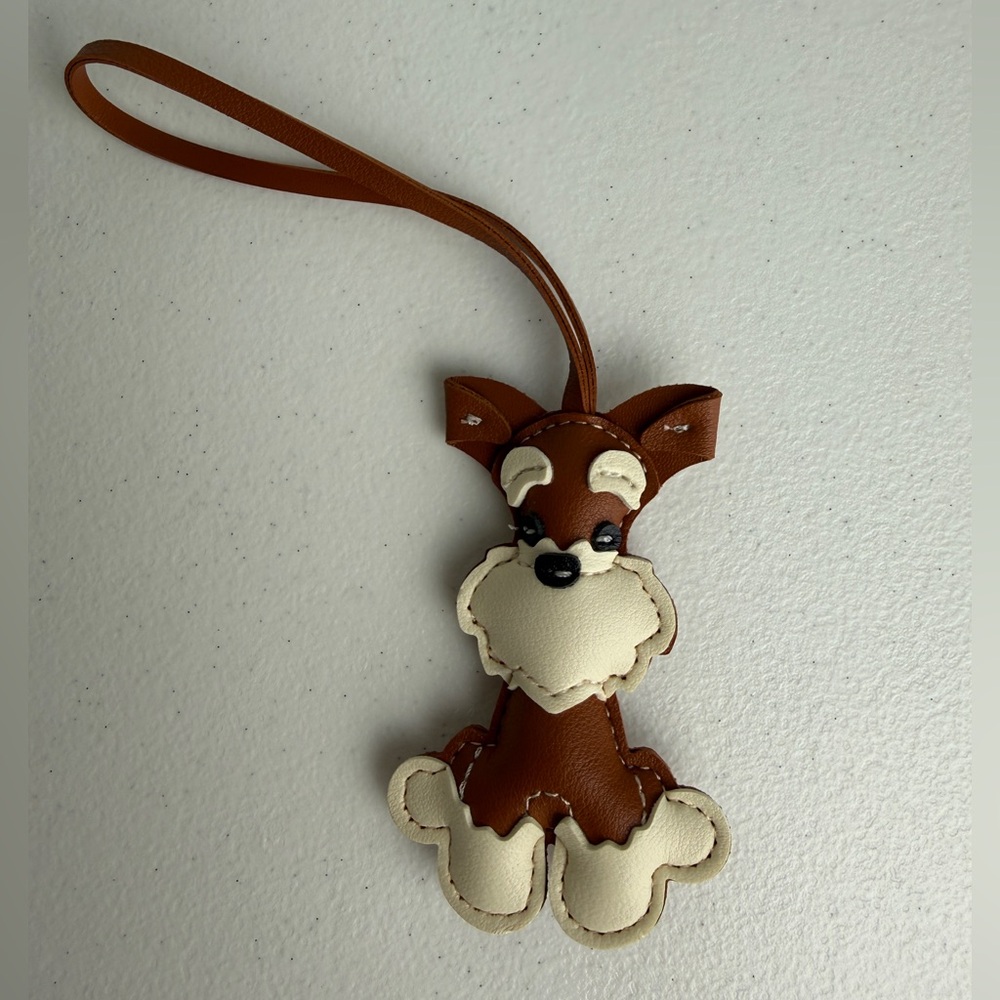 Cute Schnauzer Dog Bag Charm – Brown & Cream Purse Keychain Accessory